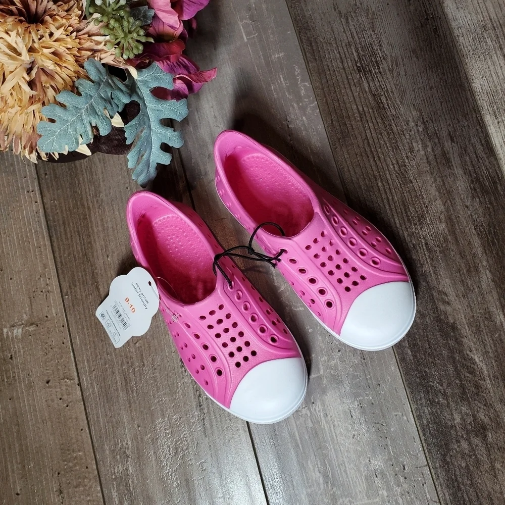 NWT Wonder Nation Toddler Kids EVA Water Sneakers Pink & White Girls Size 9/10